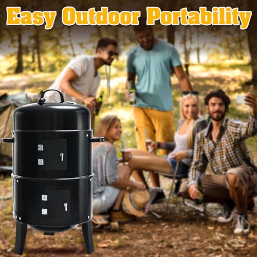 Tengchang 32" Charcoal Smoker BBQ Grill: Outdoor Cooker