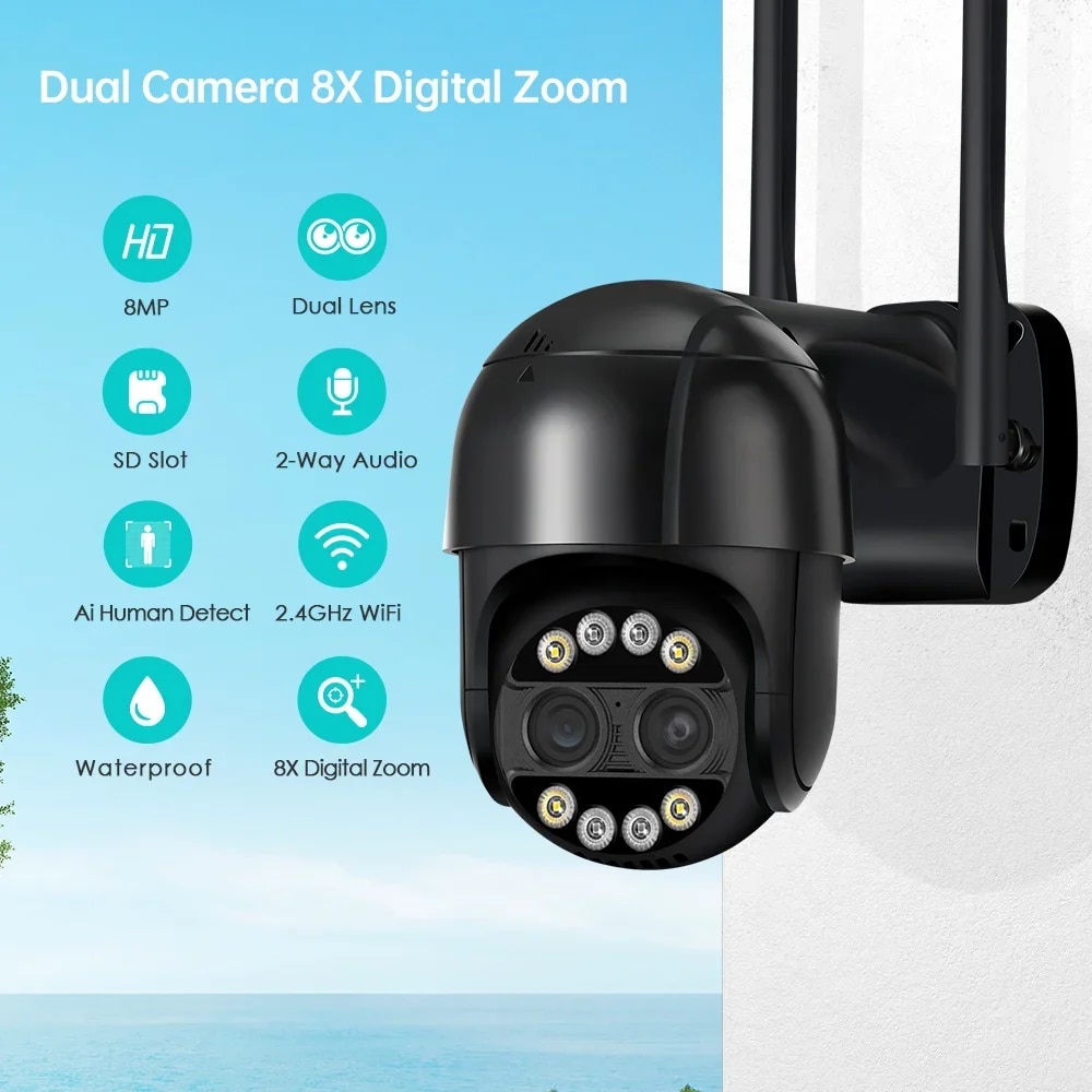 BESDER Dual-Lens PTZ IP Camera with Human Detection