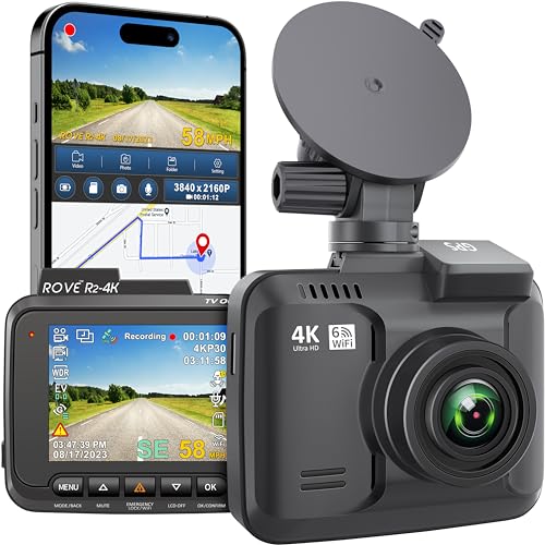 ROVE R2-4K Dash Cam with WiFi, GPS, UHD, 2.4" Screen