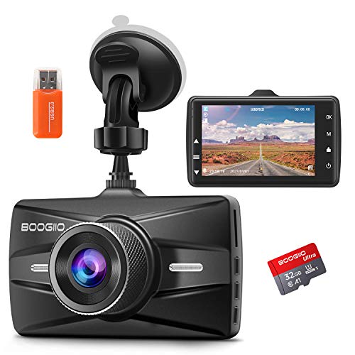 BOOGIIO 1080P FHD Dash Cam Front, 3'' IPS Screen