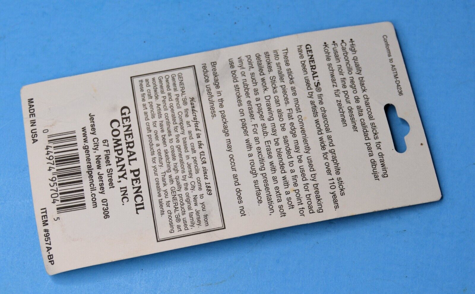 General Pencil Compressed Charcoal Set, Black, 4/Pkg.