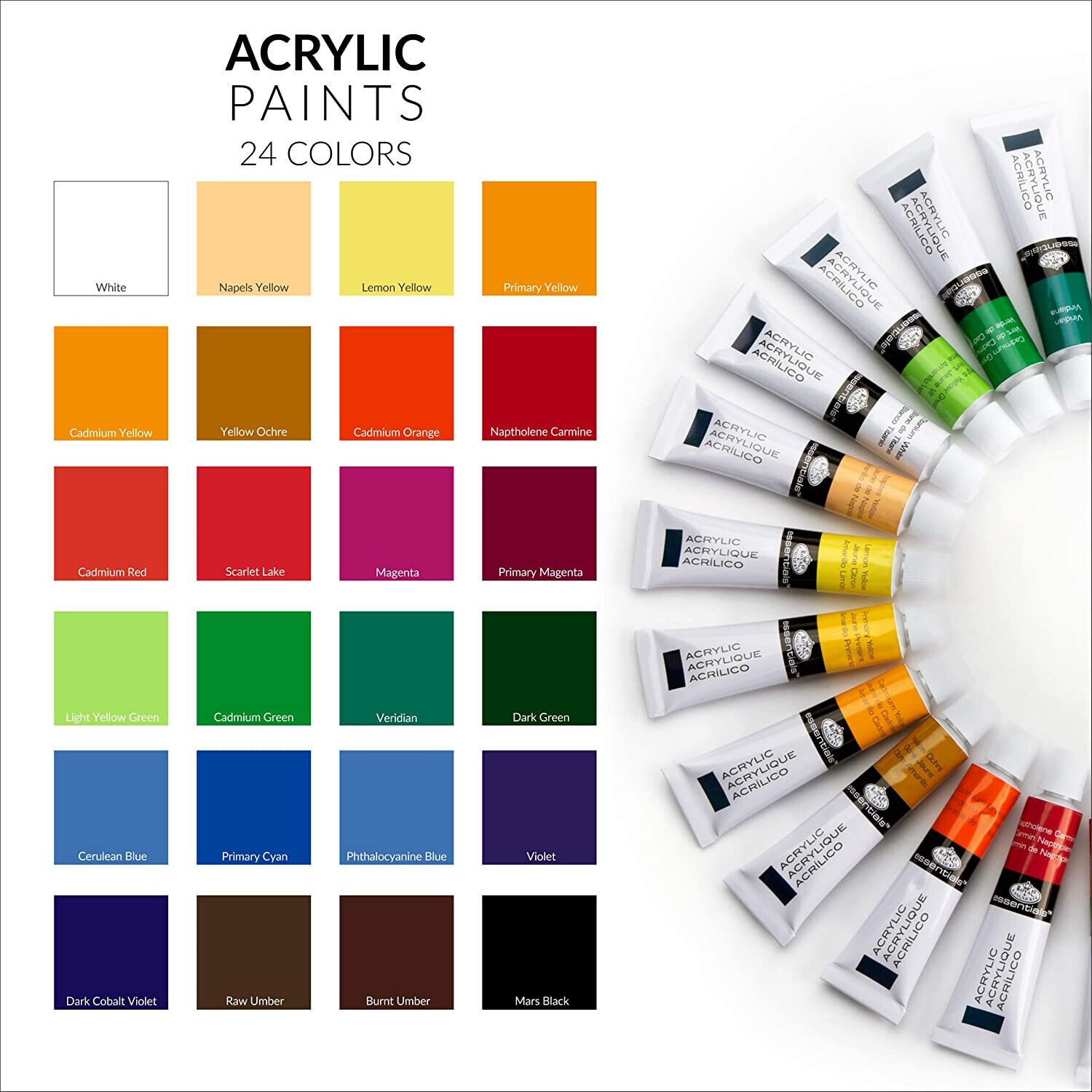 Royal & Langnickel 12 ml Acrylic Paint Set, 24 Colors