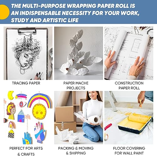 White Kraft Paper Roll 15" x 450" for Crafts