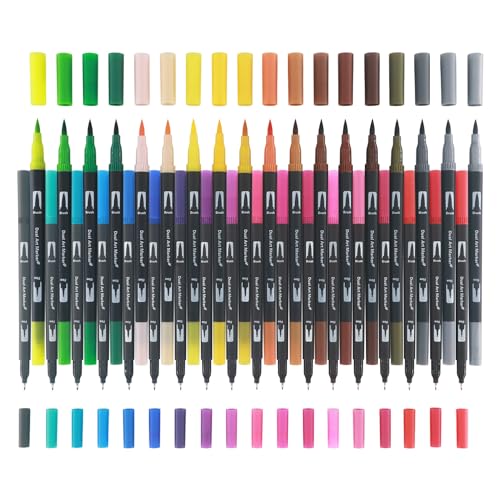 Dual Tip Brush Marker Set for Adult Coloring