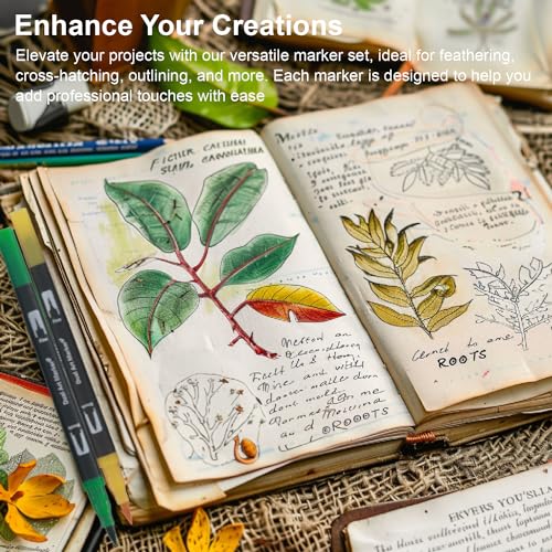 Dual Tip Brush Marker Set for Adult Coloring