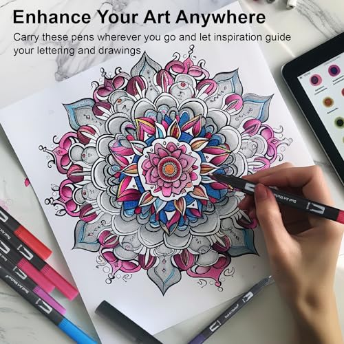 Dual Tip Brush Marker Set for Adult Coloring