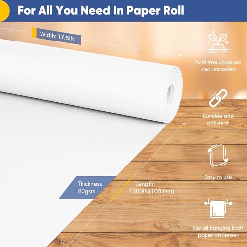 Vanhench White Wrapping Paper Roll for Art Supplies