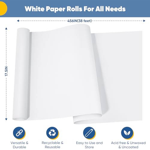 White Wrapping Paper Roll for Arts Crafts Kids