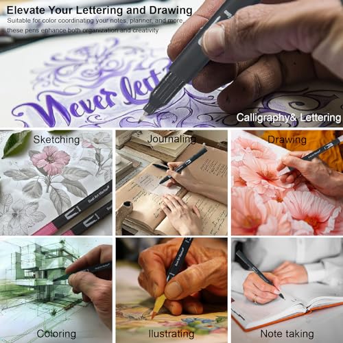 Dual Tip Brush Marker Set for Adult Coloring