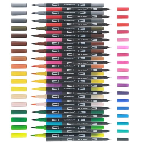 Dual Tip Brush Marker Set for Adult Coloring