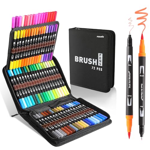72 Double Tip Brush Marker Pens Set for Art-Coloring