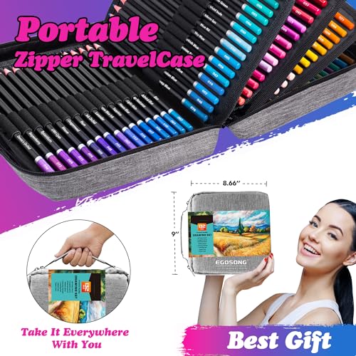 132 Colored Pencils Set with Sketchbook for Artists