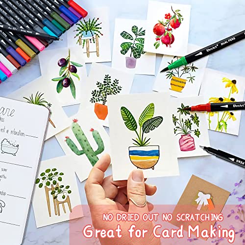 24 Dual-Tip Brush Markers for Coloring and Journaling
