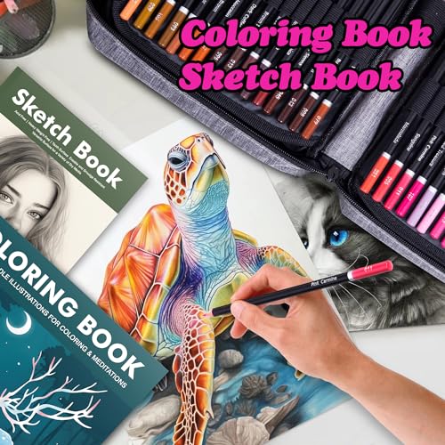 132 Colored Pencils Set with Sketchbook for Artists