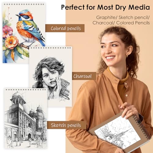Premium Spiral Bound Sketchbook Set, 9" x 12