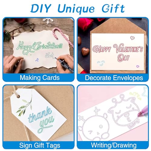 Glittery Double Line Markers Set: 12 Metallic Colors