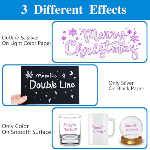 Glittery Double Line Markers Set: 12 Metallic Colors