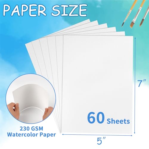 60 Sheets Watercolor Paper, Cold Press, 5" x 7