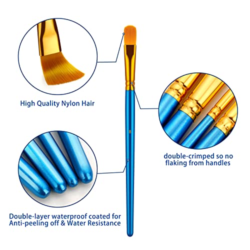 10-Piece Round Pointed Paint Brush Set, Blue