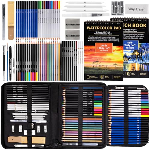 Drawdart Art Supplies Drawing Pencils Set - 76-Pack