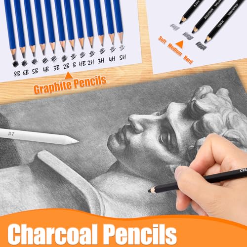 Drawdart Art Supplies Drawing Pencils Set - 76-Pack