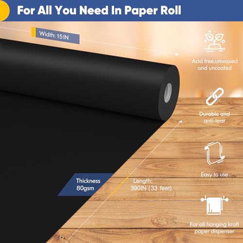 Black Wrapping Paper Roll, Craft Kraft Construction Paper