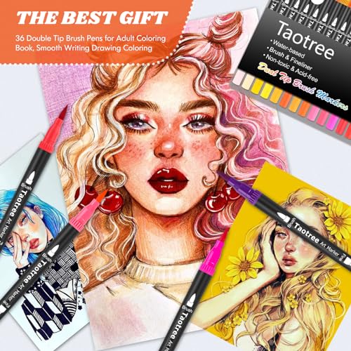 Taotree 36 Colors Dual Tip Art Markers Set