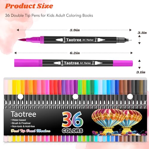 Taotree 36 Colors Dual Tip Art Markers Set