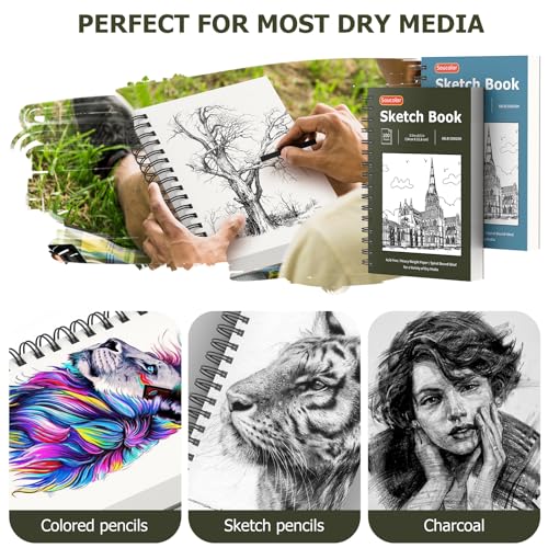 Soucolor Sketchbook - Pack of 2, 200 Sheets