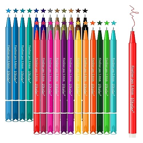 Vitoler 24 Pack 0.4mm Colored Journaling Pens