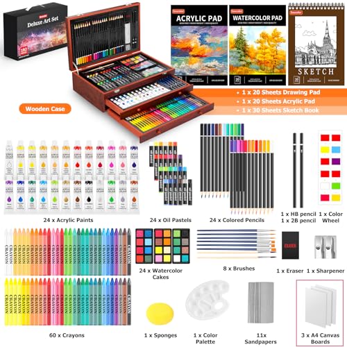 192-Piece Art Set with Acrylic, Watercolor & Sketching