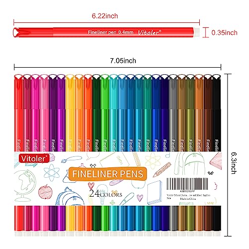 Vitoler 24 Pack 0.4mm Colored Journaling Pens