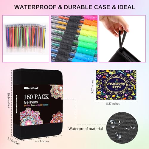 160 Pack Oficrafted Gel Pens for Coloring Books