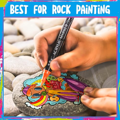 30 Dual Tip Acrylic Paint Markers Set for Art