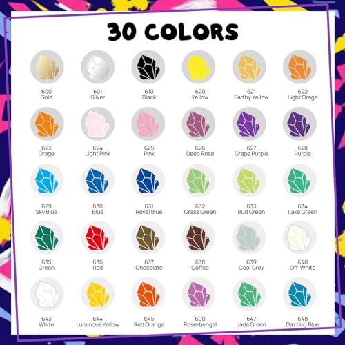 30 Dual Tip Acrylic Paint Markers Set for Art