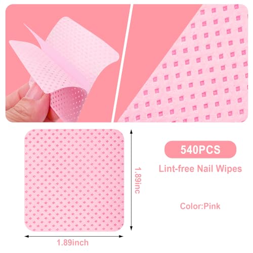 Lint-Free Nail Wipes, 540PCS for Fingernail and Eyelash Art