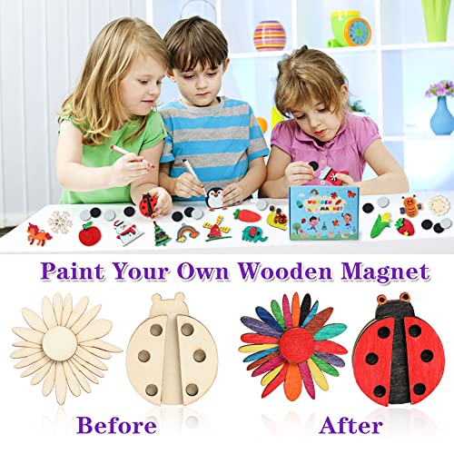 36 pcs DIY Wooden Magnets Art Craft Kit Kids