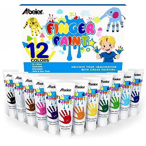 Vibrant Colors Washable Finger Paint for Toddlers, Non-Toxic