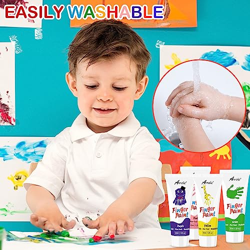 AROIC 8PCS Washable Finger Paint Set - Non-Toxic 8Colors