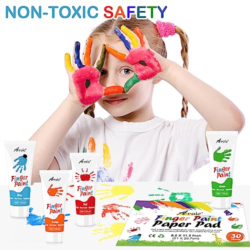 AROIC 8PCS Washable Finger Paint Set - Non-Toxic 8Colors