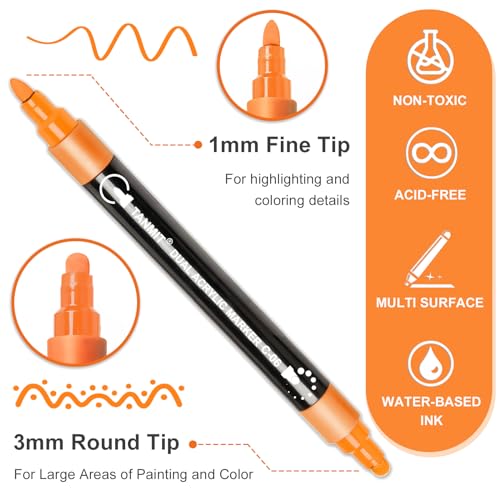 24 Dual Tip Acrylic Paint Pens for DIY Crafts