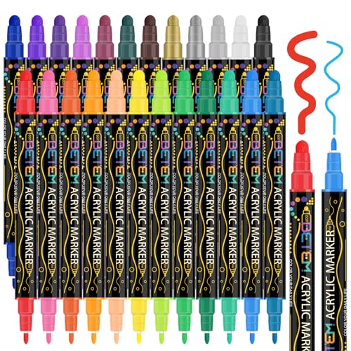 Premium Dual Tip Acrylic Paint Pens - 24 Colors