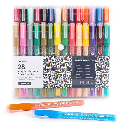 Premium 28-Color Acrylic Paint Pens for Various Surfaces