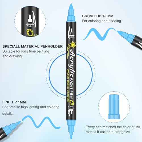 Premium Acrylic Paint Pens Set, 54 Dual Tip Colors