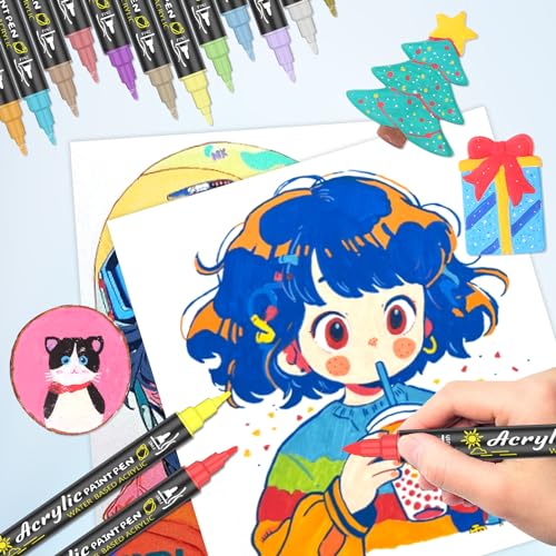 Premium Acrylic Paint Pens Set, 54 Dual Tip Colors