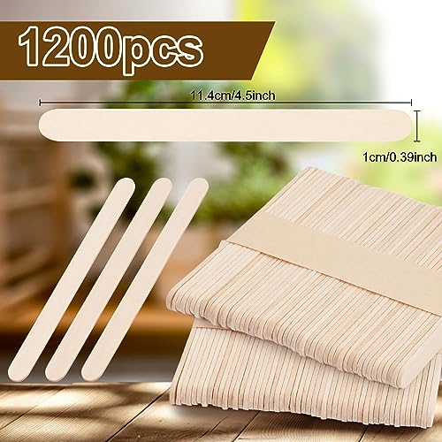 1200 Natural Wood Craft Sticks, 4.5 Inch Long