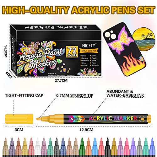 72 Colors Acrylic Paint Pens for DIY Art Projects
