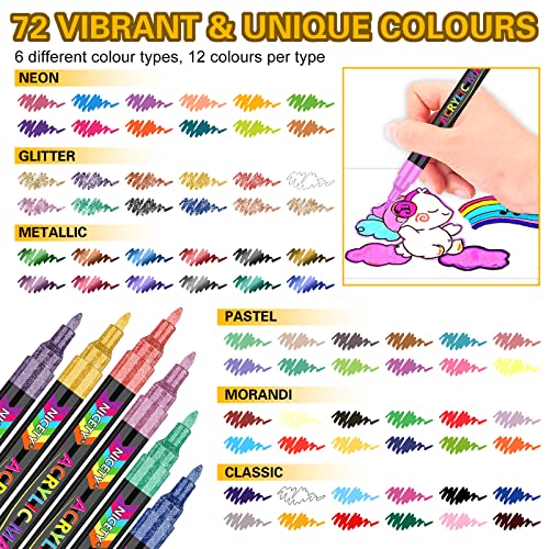 72 Colors Acrylic Paint Pens for DIY Art Projects