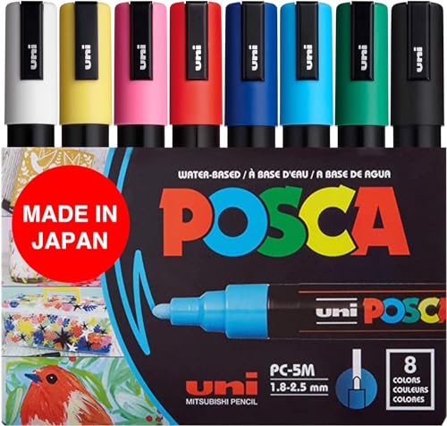 Set of 8 Posca Paint Markers with Reversible Tips