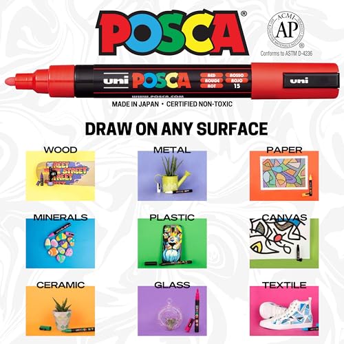 Set of 8 Posca Paint Markers with Reversible Tips